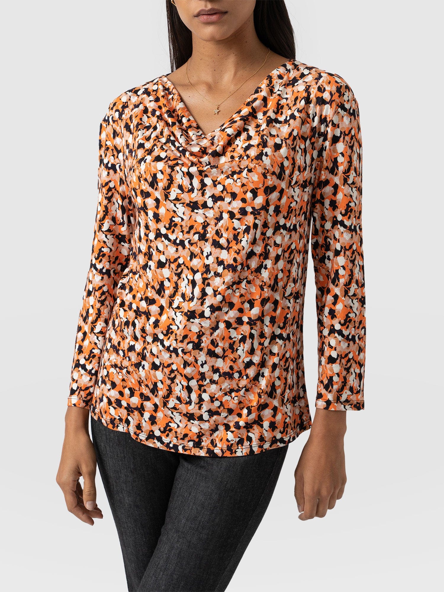 Cowl Neck Tee Long Sleeve - Flare